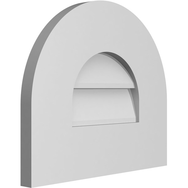 Round Top Surface Mount PVC Gable Vent: Non-Functional, W/ 3-1/2W X 1P Standard Frame, 14W X 12H